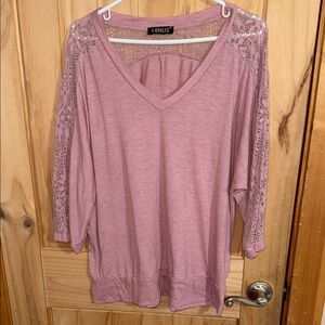 VENUS Mauve Lace Sleeve Blouse